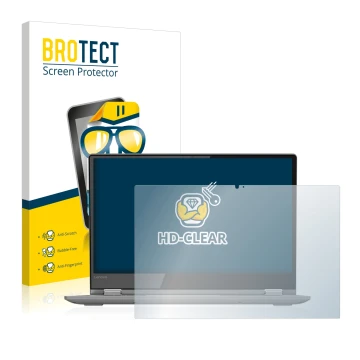 Parte frontale di una confezione del prodotto con il logo del marchio BROTECT. Accanto è raffigurato il dispositivo Lenovo Yog