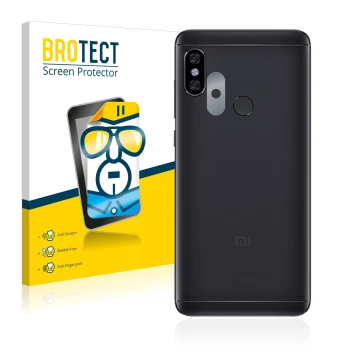 Parte frontale di una confezione del prodotto con il logo del marchio BROTECT. Accanto è raffigurato il dispositivo Xiaomi Red