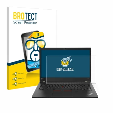 Parte frontale di una confezione del prodotto con il logo del marchio BROTECT. Accanto è raffigurato il dispositivo Lenovo Thi