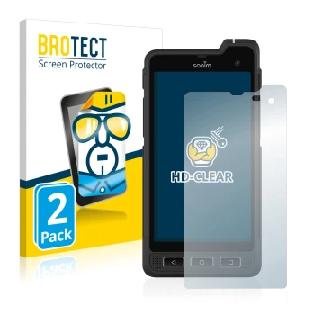 Parte frontale di una confezione del prodotto con il logo del marchio BROTECT. Accanto è raffigurato il dispositivo Sonim XP8 