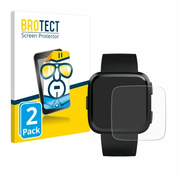 Parte frontale di una confezione del prodotto con il logo del marchio BROTECT. Accanto è raffigurato il dispositivo Fitbit Ver