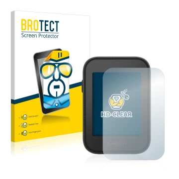 Parte frontale di una confezione del prodotto con il logo del marchio BROTECT. Accanto è raffigurato il dispositivo Garmin App