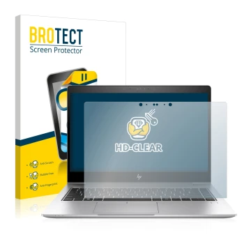 Parte frontale di una confezione del prodotto con il logo del marchio BROTECT. Accanto è raffigurato il dispositivo HP EliteBo