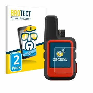 Parte frontale di una confezione del prodotto con il logo del marchio BROTECT. Accanto è raffigurato il dispositivo Garmin inR