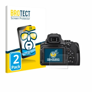 Parte frontale di una confezione del prodotto con il logo del marchio BROTECT. Accanto è raffigurato il dispositivo Nikon Cool