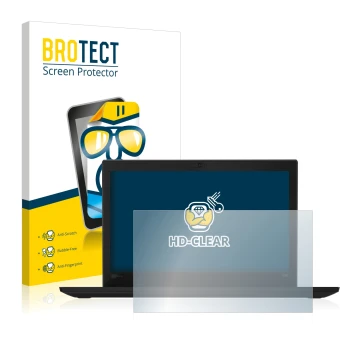 Parte frontale di una confezione del prodotto con il logo del marchio BROTECT. Accanto è raffigurato il dispositivo Lenovo Thi