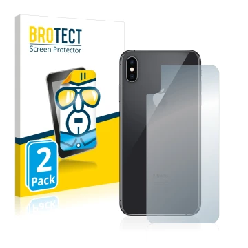 Parte frontale di una confezione del prodotto con il logo del marchio BROTECT. Accanto è raffigurato il dispositivo Apple iPho