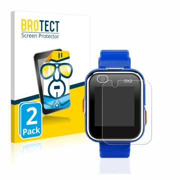 Parte frontale di una confezione del prodotto con il logo del marchio BROTECT. Accanto è raffigurato il dispositivo Vtech Kidi