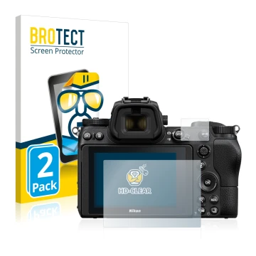 Parte frontale di una confezione del prodotto con il logo del marchio BROTECT. Accanto è raffigurato il dispositivo Nikon Z 7 