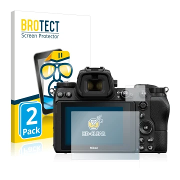 Parte frontale di una confezione del prodotto con il logo del marchio BROTECT. Accanto è raffigurato il dispositivo Nikon Z 6 