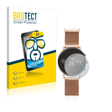 Parte frontale di una confezione del prodotto con il logo del marchio BROTECT. Accanto è raffigurato il dispositivo Skagen Sma