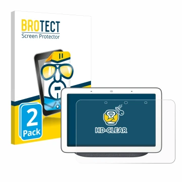 Parte frontale di una confezione del prodotto con il logo del marchio BROTECT. Accanto è raffigurato il dispositivo Google Hom