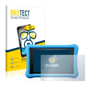 Parte frontale di una confezione del prodotto con il logo del marchio BROTECT. Accanto è raffigurato il dispositivo Amazon Fir