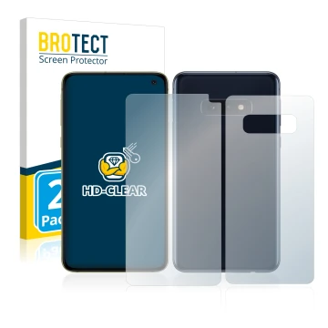 Parte frontale di una confezione del prodotto con il logo del marchio BROTECT. Accanto è raffigurato il dispositivo Samsung Ga