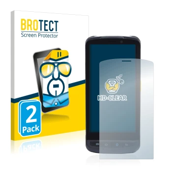 Parte frontale di una confezione del prodotto con il logo del marchio BROTECT. Accanto è raffigurato il dispositivo Newland MT