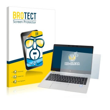 Parte frontale di una confezione del prodotto con il logo del marchio BROTECT. Accanto è raffigurato il dispositivo HP EliteBo