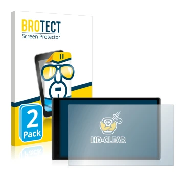 Parte frontale di una confezione del prodotto con il logo del marchio BROTECT. Accanto è raffigurato il dispositivo Garmin Dri