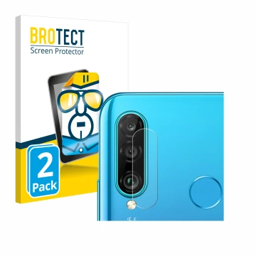 Parte frontale di una confezione del prodotto con il logo del marchio BROTECT. Accanto è raffigurato il dispositivo Huawei P30