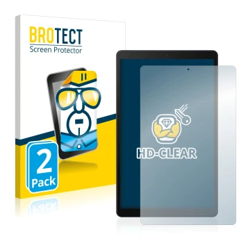Parte frontale di una confezione del prodotto con il logo del marchio BROTECT. Accanto è raffigurato il dispositivo Samsung Ga