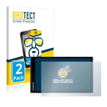 Parte frontale di una confezione del prodotto con il logo del marchio BROTECT. Accanto è raffigurato il dispositivo Garmin Cam