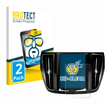 Parte frontale di una confezione del prodotto con il logo del marchio BROTECT. Accanto è raffigurato il dispositivo Volvo V60 