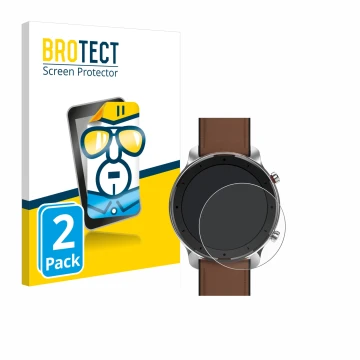 Parte frontale di una confezione del prodotto con il logo del marchio BROTECT. Accanto è raffigurato il dispositivo Huami Amaz