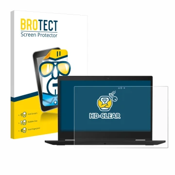 Parte frontale di una confezione del prodotto con il logo del marchio BROTECT. Accanto è raffigurato il dispositivo Lenovo Thi