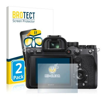 Parte frontale di una confezione del prodotto con il logo del marchio BROTECT. Accanto è raffigurato il dispositivo Sony Alpha