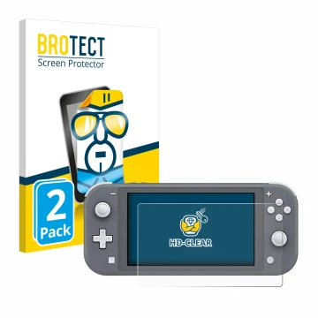Parte frontale di una confezione del prodotto con il logo del marchio BROTECT. Accanto è raffigurato il dispositivo Nintendo S
