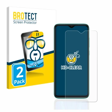Parte frontale di una confezione del prodotto con il logo del marchio BROTECT. Accanto è raffigurato il dispositivo Xiaomi Red