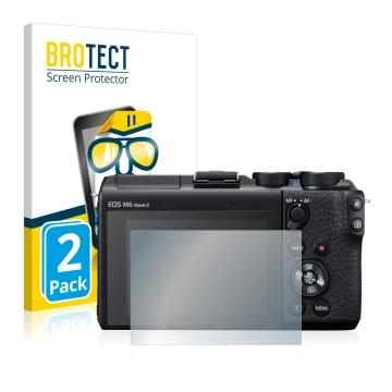 Parte frontale di una confezione del prodotto con il logo del marchio BROTECT. Accanto è raffigurato il dispositivo Canon EOS 