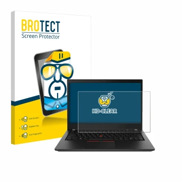 Parte frontale di una confezione del prodotto con il logo del marchio BROTECT. Accanto è raffigurato il dispositivo Lenovo Thi
