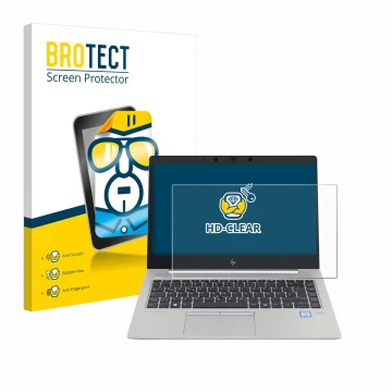 Parte frontale di una confezione del prodotto con il logo del marchio BROTECT. Accanto è raffigurato il dispositivo HP EliteBo
