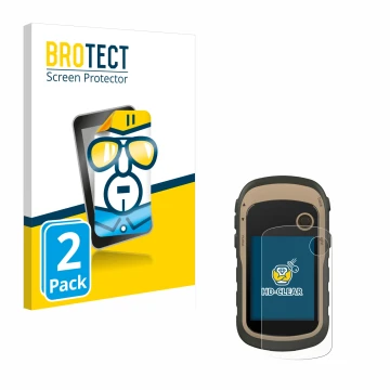 Parte frontale di una confezione del prodotto con il logo del marchio BROTECT. Accanto è raffigurato il dispositivo Garmin eTr