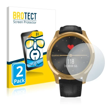 Parte frontale di una confezione del prodotto con il logo del marchio BROTECT. Accanto è raffigurato il dispositivo Garmin viv