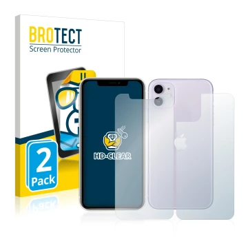 Parte frontale di una confezione del prodotto con il logo del marchio BROTECT. Accanto è raffigurato il dispositivo Apple iPho