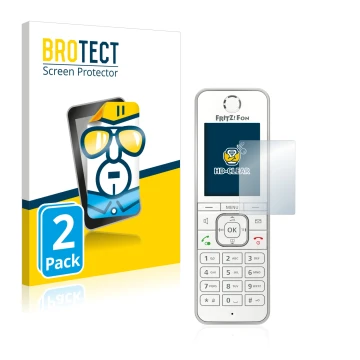 Parte frontale di una confezione del prodotto con il logo del marchio BROTECT. Accanto è raffigurato il dispositivo AVM Fritz!