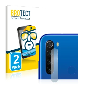 Parte frontale di una confezione del prodotto con il logo del marchio BROTECT. Accanto è raffigurato il dispositivo Xiaomi Red