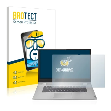 Parte frontale di una confezione del prodotto con il logo del marchio BROTECT. Accanto è raffigurato il dispositivo Lenovo Ide