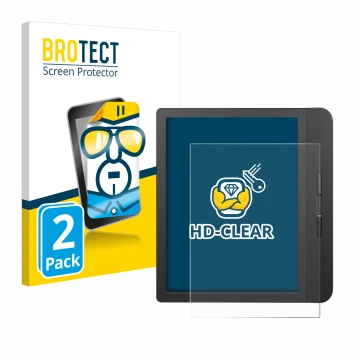 Parte frontale di una confezione del prodotto con il logo del marchio BROTECT. Accanto è raffigurato il dispositivo Tolino Vis