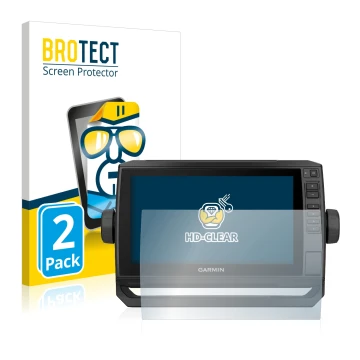 Parte frontale di una confezione del prodotto con il logo del marchio BROTECT. Accanto è raffigurato il dispositivo Garmin ECH