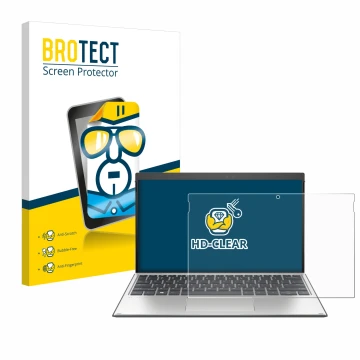 Parte frontale di una confezione del prodotto con il logo del marchio BROTECT. Accanto è raffigurato il dispositivo HP Elite x