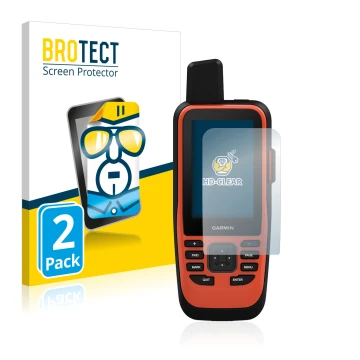 Parte frontale di una confezione del prodotto con il logo del marchio BROTECT. Accanto è raffigurato il dispositivo Garmin GPS