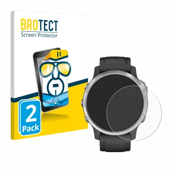 Parte frontale di una confezione del prodotto con il logo del marchio BROTECT. Accanto è raffigurato il dispositivo Garmin Fen