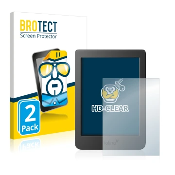 Parte frontale di una confezione del prodotto con il logo del marchio BROTECT. Accanto è raffigurato il dispositivo Tolino Pag