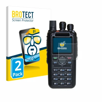 Parte frontale di una confezione del prodotto con il logo del marchio BROTECT. Accanto è raffigurato il dispositivo AnyTone AT