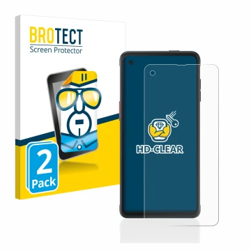 Parte frontale di una confezione del prodotto con il logo del marchio BROTECT. Accanto è raffigurato il dispositivo Samsung Ga