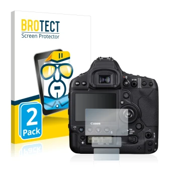 Parte frontale di una confezione del prodotto con il logo del marchio BROTECT. Accanto è raffigurato il dispositivo Canon EOS 