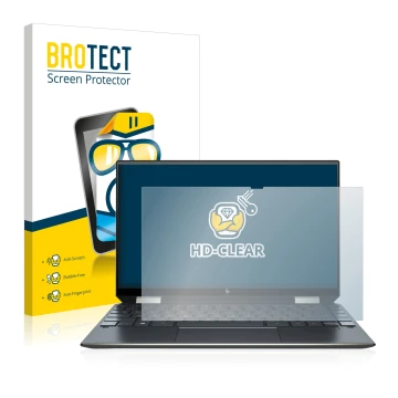 Parte frontale di una confezione del prodotto con il logo del marchio BROTECT. Accanto è raffigurato il dispositivo HP Spectre