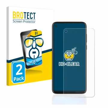 Parte frontale di una confezione del prodotto con il logo del marchio BROTECT. Accanto è raffigurato il dispositivo Motorola M